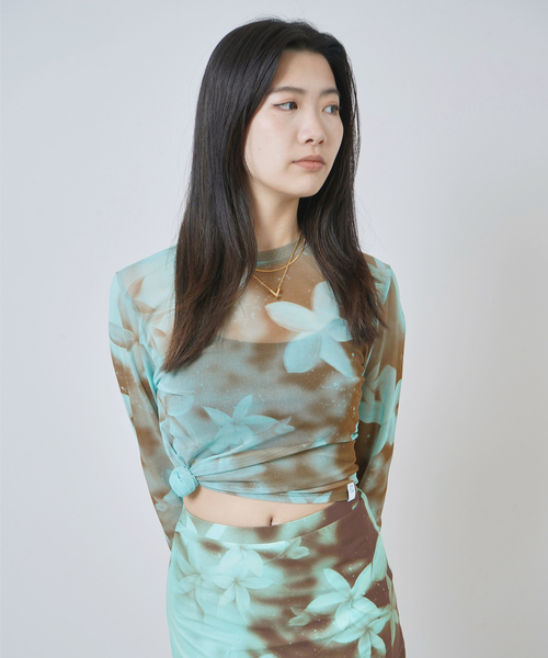 tシャツ PISCESS/パイシスFlower Splash Mesh Top レディース セール】PISCESS/パイシスFlower Splash Mesh Top（Tシャツ