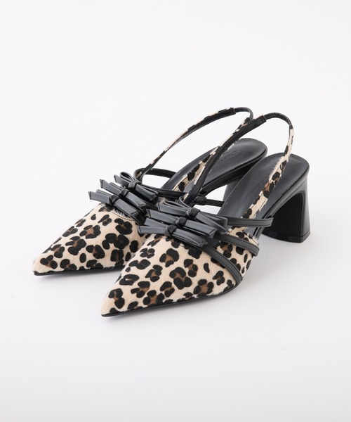 one after another NICE CLAUP（ワンアフターアナザーナイスクラップ）の「リボン付きポインテッドストラップシューズ（パンプス・レディース・アイボリー/ブラック/レオパード・S/M/L）」の20枚目の写真