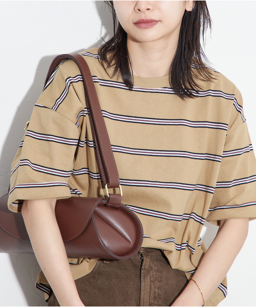 JOURNAL STANDARD（ジャーナルスタンダード）の「《追加4》汗ジミ防止ボーダービッグT（Tシャツ/カットソー・レディース・ブラウン/ベージュ系その他/ネイビー/グリーン系その他・FREE）」の3枚目の写真