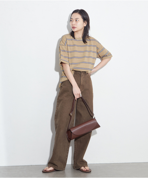 JOURNAL STANDARD（ジャーナルスタンダード）の「《追加4》汗ジミ防止ボーダービッグT（Tシャツ/カットソー・レディース・ブラウン/ベージュ系その他/ネイビー/グリーン系その他・FREE）」の6枚目の写真