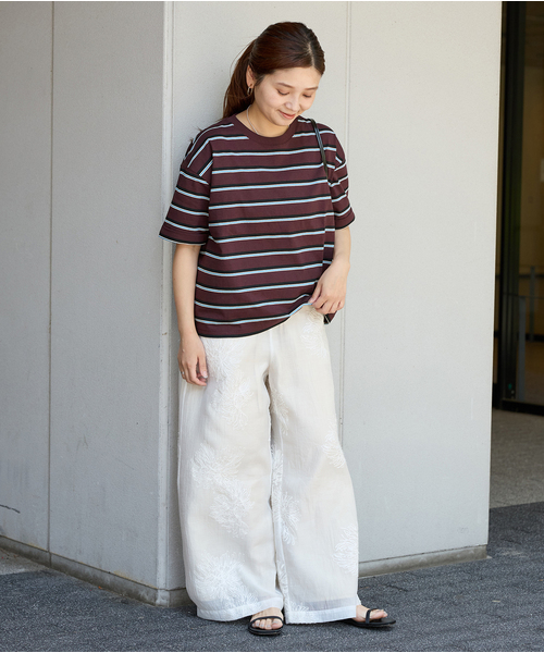 JOURNAL STANDARD（ジャーナルスタンダード）の「《追加4》汗ジミ防止ボーダービッグT（Tシャツ/カットソー・レディース・ブラウン/ベージュ系その他/ネイビー/グリーン系その他・FREE）」の9枚目の写真