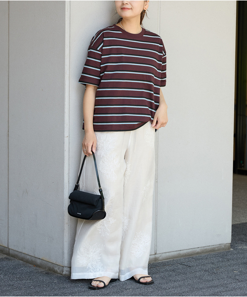 JOURNAL STANDARD（ジャーナルスタンダード）の「《追加4》汗ジミ防止ボーダービッグT（Tシャツ/カットソー・レディース・ブラウン/ベージュ系その他/ネイビー/グリーン系その他・FREE）」の10枚目の写真