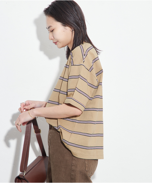 JOURNAL STANDARD（ジャーナルスタンダード）の「《追加4》汗ジミ防止ボーダービッグT（Tシャツ/カットソー・レディース・ブラウン/ベージュ系その他/ネイビー/グリーン系その他・FREE）」の18枚目の写真