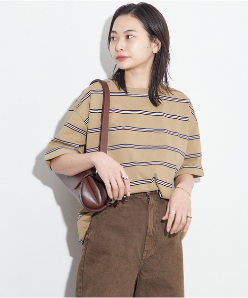 JOURNAL STANDARD（ジャーナルスタンダード）の「《追加4》汗ジミ防止ボーダービッグT（Tシャツ/カットソー・レディース・ブラウン/ベージュ系その他/ネイビー/グリーン系その他・FREE）」の19枚目の写真