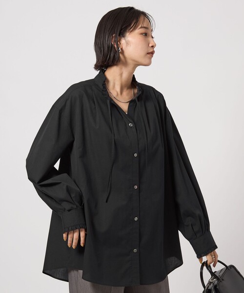 ブラウス シャツ 「size SHORTあり」フリルネック ブラウス レディース size SHORTあり］フリルネック ブラウス（シャツ/ブラウス