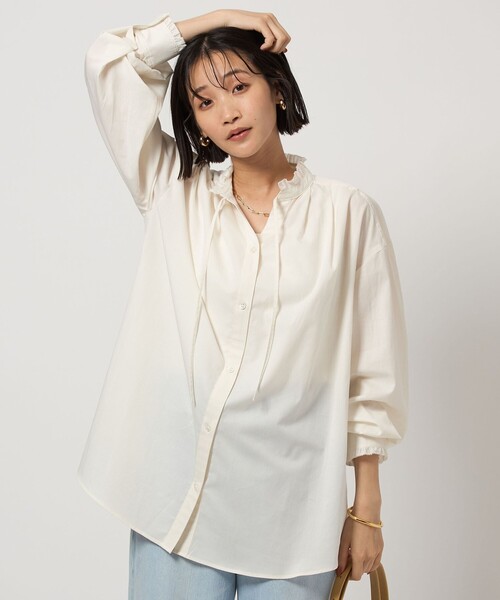 ブラウス シャツ 「size SHORTあり」フリルネック ブラウス レディース size SHORTあり］フリルネック ブラウス｜グリーンレーベル