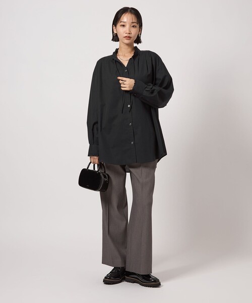 ブラウス シャツ 「size SHORTあり」フリルネック ブラウス レディース size SHORTあり］フリルネック ブラウス（シャツ/ブラウス