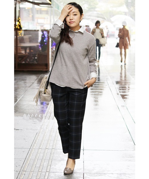 La TOTALITE（ラトータリテ）の「ツイカチェックセンタープレスパンツ◆（その他パンツ・レディース・ブラック/チャコールグレー・36/38）」の14枚目の写真