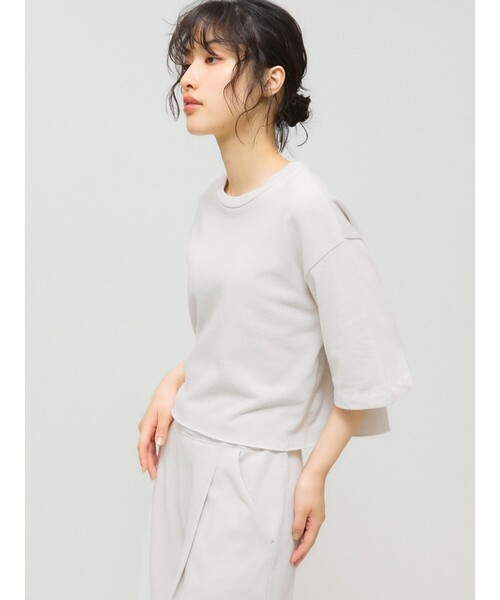 MIDIUMISOLID（ミディウミソリッド）の「MIDIUMISOLID for Ladies スウェットショートプルオーバー（Tシャツ/カットソー・レディース・ライトグレー/ブラック/チャコールグレー・FREE）」の8枚目の写真