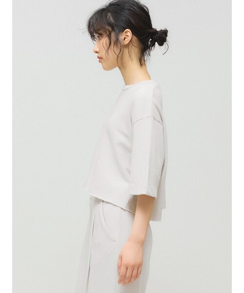 MIDIUMISOLID（ミディウミソリッド）の「MIDIUMISOLID for Ladies スウェットショートプルオーバー（Tシャツ/カットソー・レディース・ライトグレー/ブラック/チャコールグレー・FREE）」の15枚目の写真