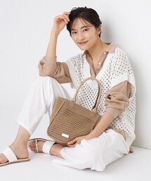 【SANYO Style EDITION掲載】【ウォッシャブル】アイレットメッシュレイヤードニット