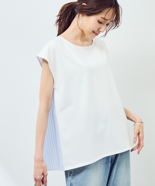 ROPE' PICNIC(ロペピクニック)の「ストライプドッキングフレンチスリーブプルオーバー(Tシャツ/カットソー・レディース・ホワイト系その他/ネイビー/ホワイト系その他4・38)」の1枚目の写真
