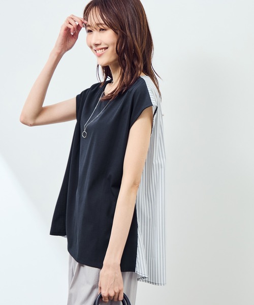 ROPE' PICNIC(ロペピクニック)の「ストライプドッキングフレンチスリーブプルオーバー(Tシャツ/カットソー・レディース・ホワイト系その他/ネイビー/ホワイト系その他4・38)」の2枚目の写真