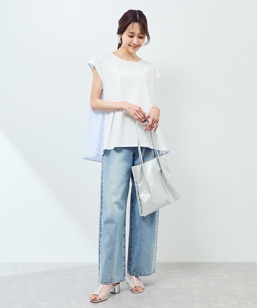 ROPE' PICNIC(ロペピクニック)の「ストライプドッキングフレンチスリーブプルオーバー(Tシャツ/カットソー・レディース・ホワイト系その他/ネイビー/ホワイト系その他4・38)」の4枚目の写真