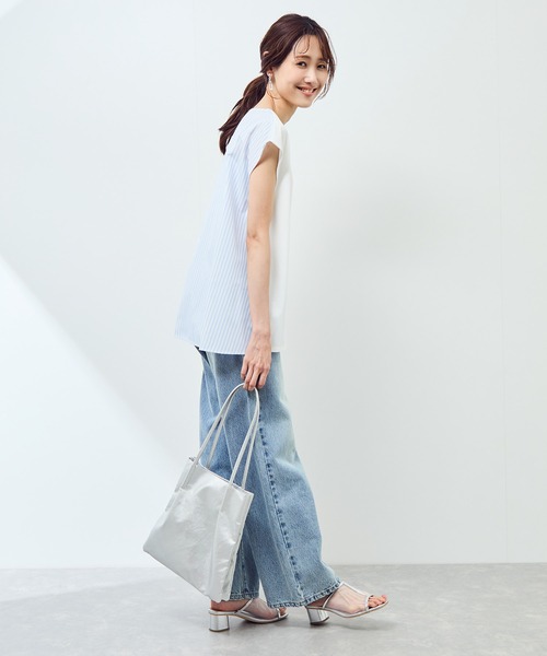 ROPE' PICNIC(ロペピクニック)の「ストライプドッキングフレンチスリーブプルオーバー(Tシャツ/カットソー・レディース・ホワイト系その他/ネイビー/ホワイト系その他4・38)」の6枚目の写真