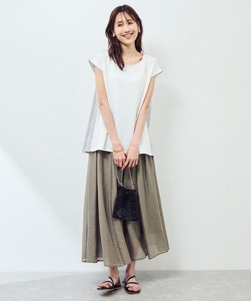 ROPE' PICNIC(ロペピクニック)の「ストライプドッキングフレンチスリーブプルオーバー(Tシャツ/カットソー・レディース・ホワイト系その他/ネイビー/ホワイト系その他4・38)」の9枚目の写真