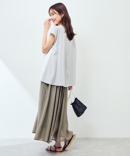 ROPE' PICNIC(ロペピクニック)の「ストライプドッキングフレンチスリーブプルオーバー(Tシャツ/カットソー・レディース・ホワイト系その他/ネイビー/ホワイト系その他4・38)」の10枚目の写真