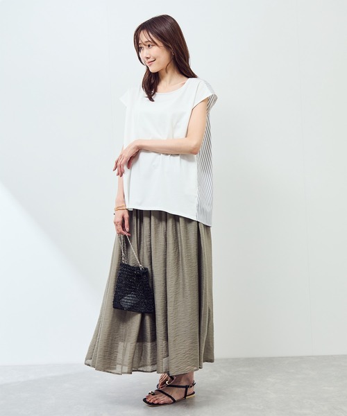 ROPE' PICNIC(ロペピクニック)の「ストライプドッキングフレンチスリーブプルオーバー(Tシャツ/カットソー・レディース・ホワイト系その他/ネイビー/ホワイト系その他4・38)」の11枚目の写真