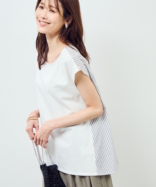 ROPE' PICNIC(ロペピクニック)の「ストライプドッキングフレンチスリーブプルオーバー(Tシャツ/カットソー・レディース・ホワイト系その他/ネイビー/ホワイト系その他4・38)」の13枚目の写真