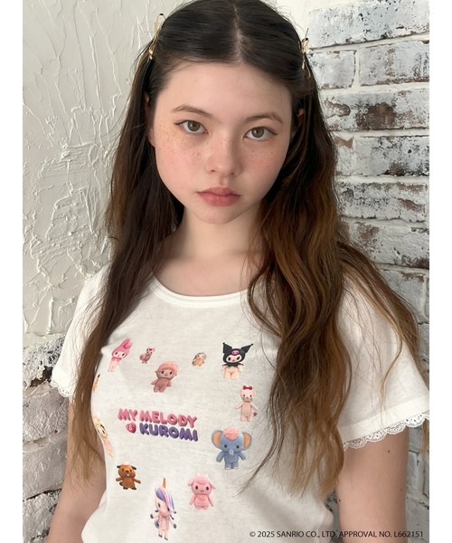 sanrio(サンリオ)の「【MY MELODY & KUROMI】 HEART ENCYCLOPEDIA TEE(Tシャツ/カットソー・レディース・ホワイト/ピンク・FREE)」の5枚目の写真