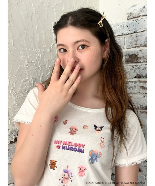sanrio(サンリオ)の「【MY MELODY & KUROMI】 HEART ENCYCLOPEDIA TEE(Tシャツ/カットソー・レディース・ホワイト/ピンク・FREE)」の12枚目の写真