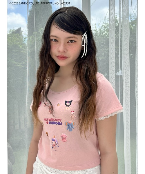 sanrio(サンリオ)の「【MY MELODY & KUROMI】 HEART ENCYCLOPEDIA TEE(Tシャツ/カットソー・レディース・ホワイト/ピンク・FREE)」の9枚目の写真