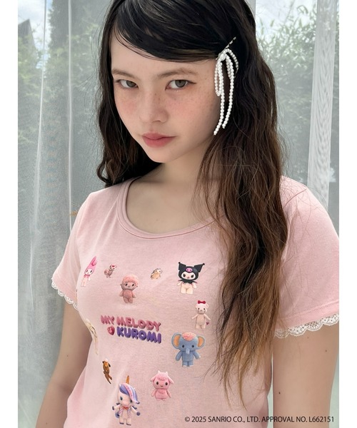 sanrio(サンリオ)の「【MY MELODY & KUROMI】 HEART ENCYCLOPEDIA TEE(Tシャツ/カットソー・レディース・ホワイト/ピンク・FREE)」の4枚目の写真