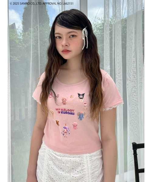 sanrio(サンリオ)の「【MY MELODY & KUROMI】 HEART ENCYCLOPEDIA TEE(Tシャツ/カットソー・レディース・ホワイト/ピンク・FREE)」の10枚目の写真