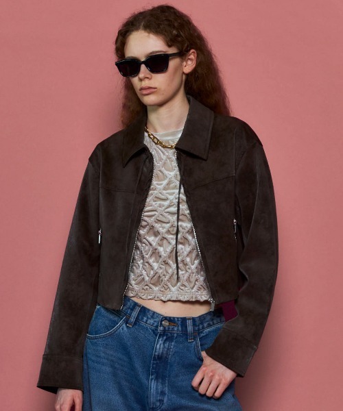 MAISON SPECIAL(メゾンスペシャル)の「Lace Up Balmacaan Short Blouson/レースアップステンカラーショートブルゾン(ブルゾン・レディース・ブラック/ブラウン・FREE)」の2枚目の写真