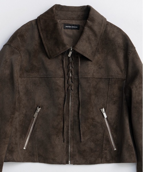 MAISON SPECIAL(メゾンスペシャル)の「Lace Up Balmacaan Short Blouson/レースアップステンカラーショートブルゾン(ブルゾン・レディース・ブラック/ブラウン・FREE)」の11枚目の写真