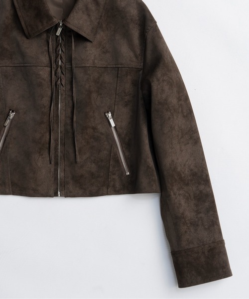 MAISON SPECIAL(メゾンスペシャル)の「Lace Up Balmacaan Short Blouson/レースアップステンカラーショートブルゾン(ブルゾン・レディース・ブラック/ブラウン・FREE)」の13枚目の写真
