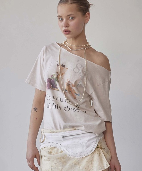 SCULPTOR(スカルプター)の「83 Faith Cut Out Tee(Tシャツ/カットソー・レディース・オフホワイト/ピンク系その他/ライトブルー・LARGE/MEDIUM/SMALL)」の1枚目の写真