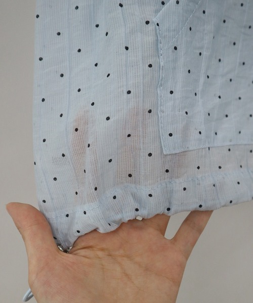 セール】フード付きドットシアートップス/ドット 水玉シアー ブラック