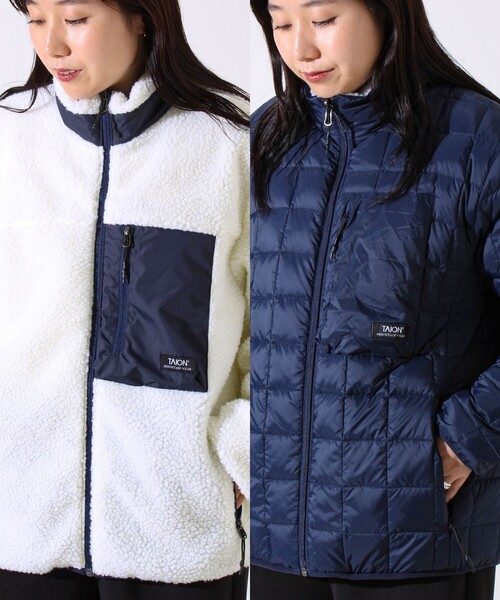 TAION(タイオン)の「【2WAYで着回せる】【UNISEX】GLOSTER配色別注 TAIONボア×ダウンブルゾン(ダウンジャケット/コート・メンズ・ブラック/ダークベージュ/アイボリー・XL/L/M)」の2枚目の写真
