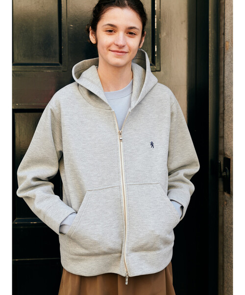 GYMPHLEX（ジムフレックス）の「Gymphlex | ダンボールニット ジップフードジャケット WOMEN（パーカー・レディース・オフホワイト/グレー/ベージュ系その他・XS/S）」の21枚目の写真