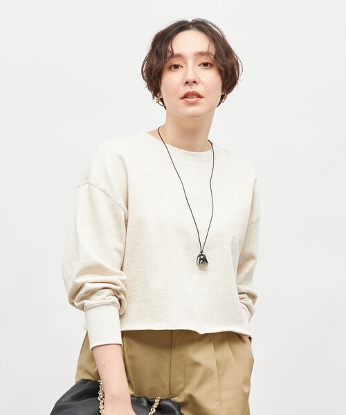 NOLLEY’S（ノーリーズ）の「ショート丈裏毛スウェット（スウェット・レディース・ブラック/アイボリー/ライトグレー・FREE）」の2枚目の写真