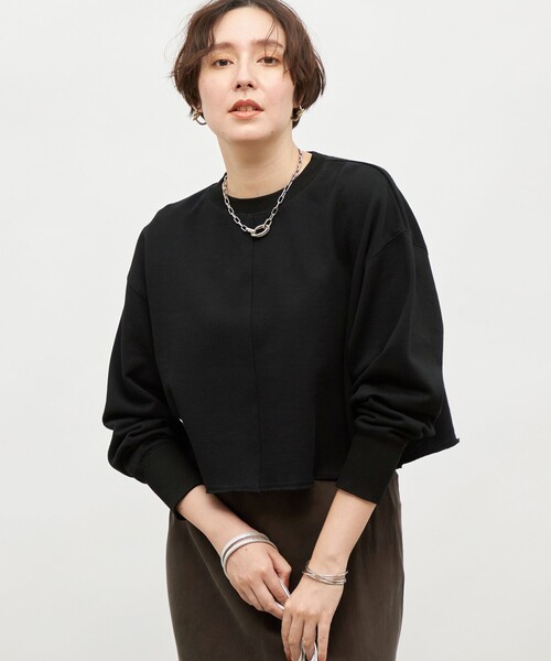 NOLLEY’S（ノーリーズ）の「ショート丈裏毛スウェット（スウェット・レディース・ブラック/アイボリー/ライトグレー・FREE）」の6枚目の写真