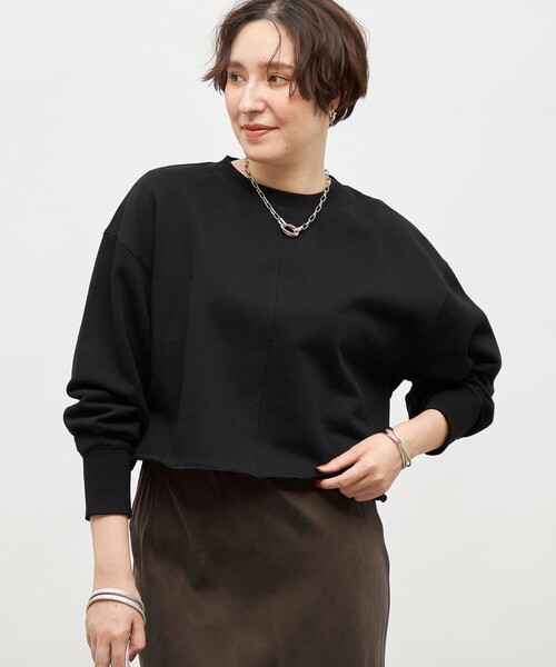 NOLLEY’S（ノーリーズ）の「ショート丈裏毛スウェット（スウェット・レディース・ブラック/アイボリー/ライトグレー・FREE）」の9枚目の写真