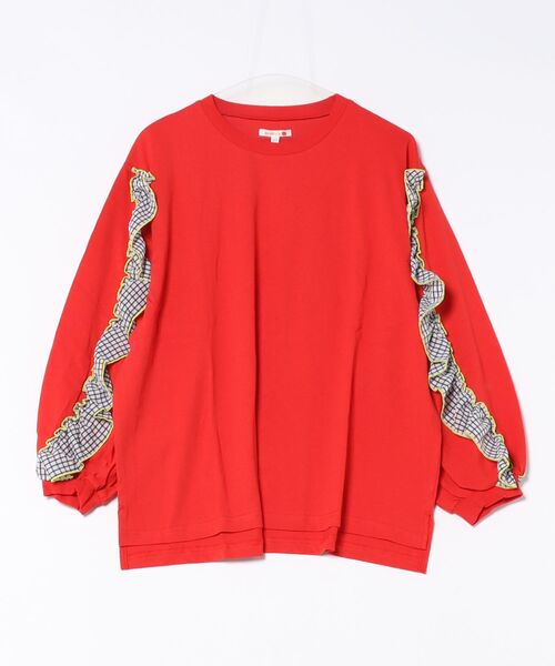 MARKEY'S（マーキーズ）の「ショルダーチェックフリルロンティー/おとな（Tシャツ/カットソー・レディース・チャコール/ホワイト/ライトグリーン/レッド・160cm）」の4枚目の写真