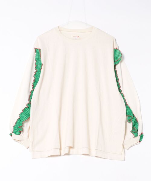 MARKEY'S（マーキーズ）の「ショルダーチェックフリルロンティー/おとな（Tシャツ/カットソー・レディース・チャコール/ホワイト/ライトグリーン/レッド・160cm）」の2枚目の写真