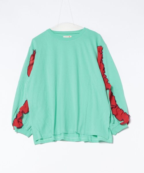 MARKEY'S（マーキーズ）の「ショルダーチェックフリルロンティー/おとな（Tシャツ/カットソー・レディース・チャコール/ホワイト/ライトグリーン/レッド・160cm）」の3枚目の写真