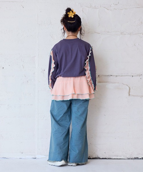 MARKEY'S（マーキーズ）の「ショルダーチェックフリルロンティー/おとな（Tシャツ/カットソー・レディース・チャコール/ホワイト/ライトグリーン/レッド・160cm）」の5枚目の写真