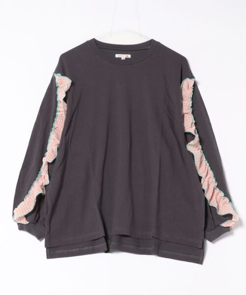 MARKEY'S（マーキーズ）の「ショルダーチェックフリルロンティー/おとな（Tシャツ/カットソー・レディース・チャコール/ホワイト/ライトグリーン/レッド・160cm）」の10枚目の写真