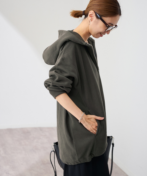 Champion 別注REVERSE WEAVE11.5OZフードハーフジップドロストプル