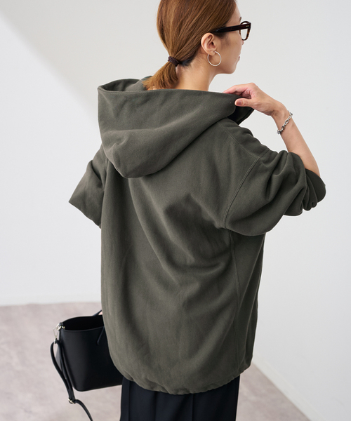 Champion 別注REVERSE WEAVE11.5OZフードハーフジップドロストプル