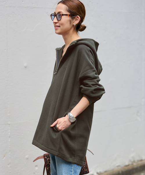 Champion 別注REVERSE WEAVE11.5OZフードハーフジップドロストプル