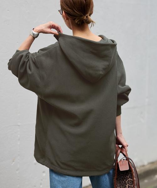 Champion 別注REVERSE WEAVE11.5OZフードハーフジップドロストプル