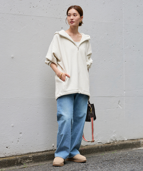 FRAMeWORK Champion 別注フードハーフジップドロストプルオーバー FRAMeWORK｜Champion 別注REVERSE WEAVE11.5OZフードハーフ