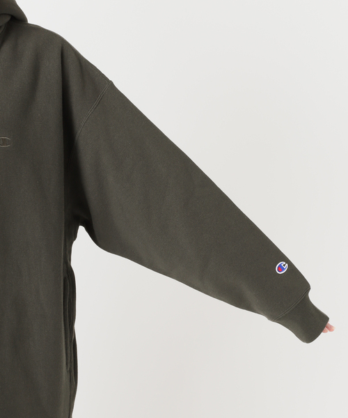 プーさん専用FRAMeWORK別注フードハーフジップドロストプルオーバー Champion 別注REVERSE WEAVE11.5OZフードハーフジップドロスト