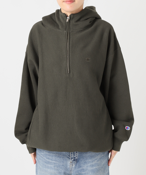 Champion 別注REVERSE WEAVE11.5OZフードハーフジップドロスト